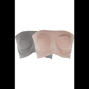 Rhonda Shear 2-pack Seamless Underwire Bandeau Bra Gray/Pink -